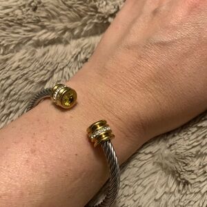 Two tone cable bracelet- birthstone